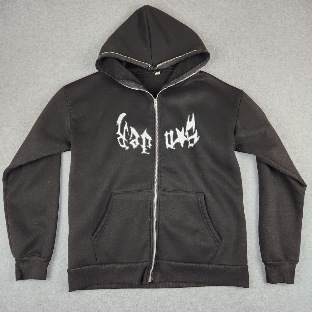 Unbranded Black Spider Graphic‎ Full Zip Mask Hoodie Mens Medium Fleece Lined